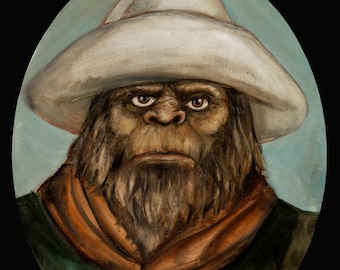 Cowboy Sasquatch Bigfoot Big Foot Giclee print