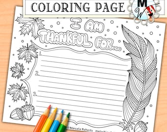Thanksgiving Coloring Page for Adults - Thanksgiving Activity Printable - Fall Feather Adult Coloring Page - Fall Printable Instant Download