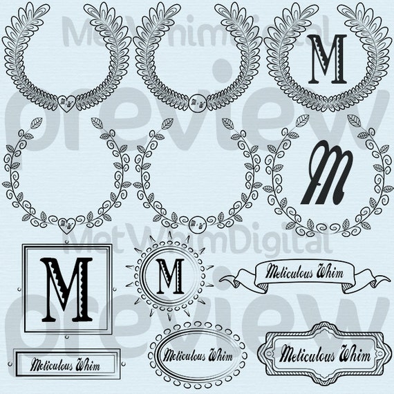 Digital Frames Png Borders Vector Clipart Announcement Banner Wedding Wreath Clip Art Arrow Heart Instant Download Design Elements