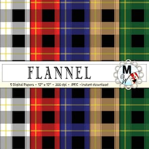 Flannel Digital Paper Pack for Instant Download as Buffalo Plaid Scrapbook Paper, Flannel Background, Buffalo Check Printable Rustic Paper image 1