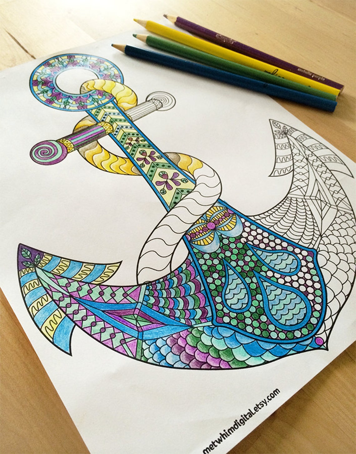 Anchor Coloring Page for Adults - Anchor Adult Coloring Page - Instant ...