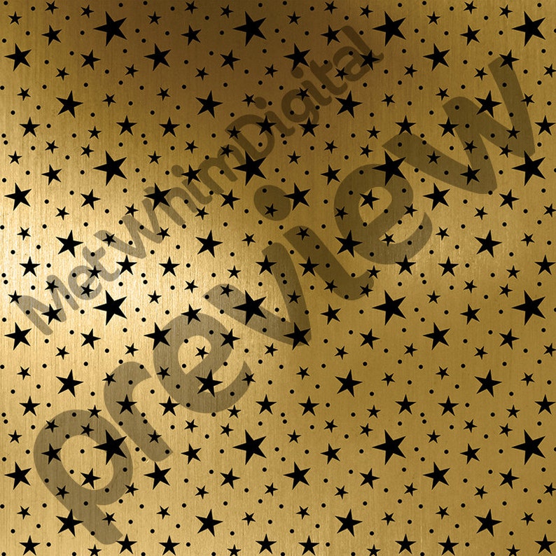 Puede incluir: Fondo dorado con un patr&oacute;n repetitivo de estrellas negras y peque&ntilde;os puntos negros.