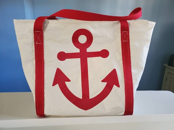Sailcloth Anchor Tote Bag: Up-cycled Nautical Design