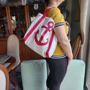 Sailcloth Anchor Tote Bag: Up-cycled Nautical Design image 4