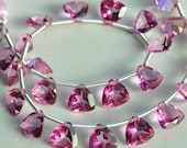 AAA Pink Topaz Faceted Trillion Drop Gemstone Briolette Beads - size options available