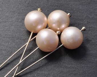 BMCP211 Big Natural Golden Peach Freshwater Cultured Pearl Strand