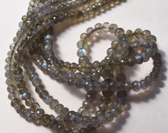 Super Flashy! AAA Labradorite Micro Faceted 3-5mm Rondelle Gemstone Beads