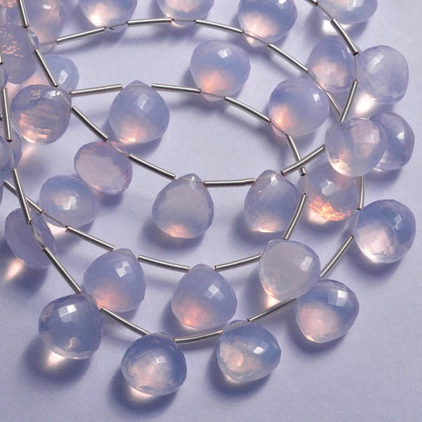 AAA Microfaceted Lavender Quartz 7-10mm Heart Briolette Gemstone Beads