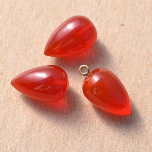 AAA Carnelian Inverted Half Drill 13-14mm long Smooth Teardrop Gemstone Drops