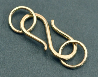 Handmade 14k Gold Filled or Sterling Silver Large S Clasp with Closed Loop Connectors