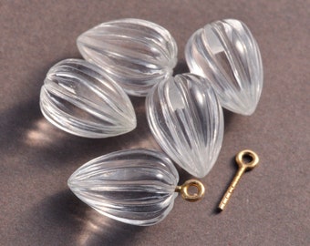 AAA Clear Quartz Half Drill 13-14mm long Carved Inverted Teardrop Gemstone Beads