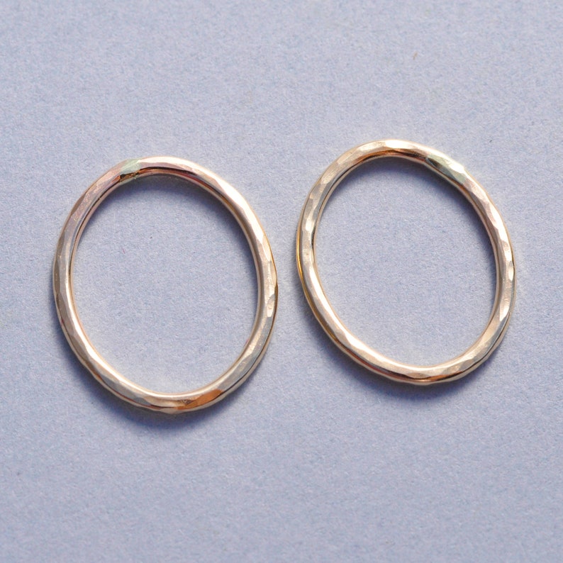 Handmade Hammered 18mm long Oval Link Connectors Fine Silver or 14k Gold Filled