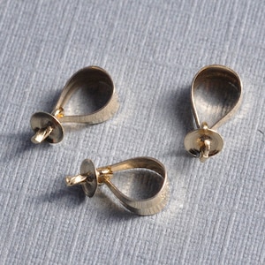 Solid 14k Gold Screw Eye Small Component with 3mm Cup and Bail for Half Drill Gems and Pearls
