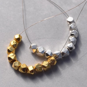 18K Gold Vermeil or Sterling Silver 4mm Faceted Spacer Cube Beads