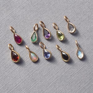 14K Gold 5x3 Pear shaped Bezel Semi-Precious Gemstone Charms - sold individually