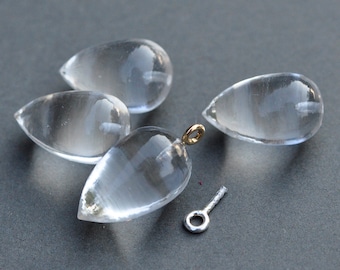 AAA Clear Quartz Half Drill 13-14 long Smooth Inverted Teardrop Gemstone Beads