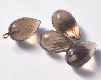 スモーキークォーツ 20x15x11mm ウェーブカットドロップス サイド