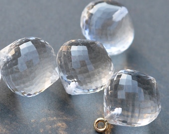 AAA Clear Quartz Half Drill Micro Faceted 10-11mm Onion Gemstone Drops