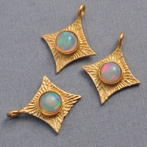 18K Gold Vermeil Ethiopian Opal Gemstone Charms - sold individually