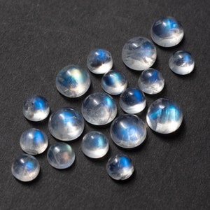 AAA Smooth Rainbow Moonstone 6mm+ OR 8mm+ Round Cabochon Gemstones