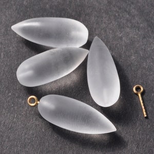 AAA Frosted Quartz Matte Finish Half Drill Inverted 19-20mm long Teardrop Gemstone Beads