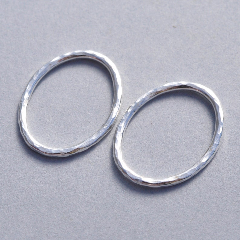 Handmade Hammered 18mm long Oval Link Connectors Fine Silver or 14k Gold Filled