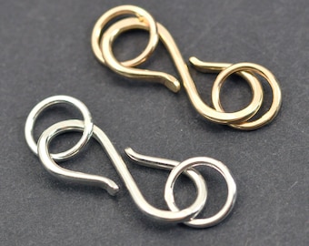 Handmade 14k Gold Filled S Clasp with Sterling Silver Closed Loop Connectors