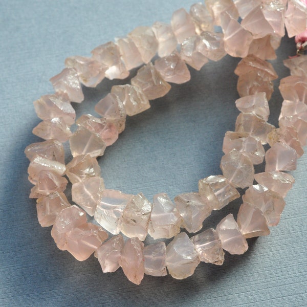 Natural Raw Rose Quartz Rondelle Gemstone Beads