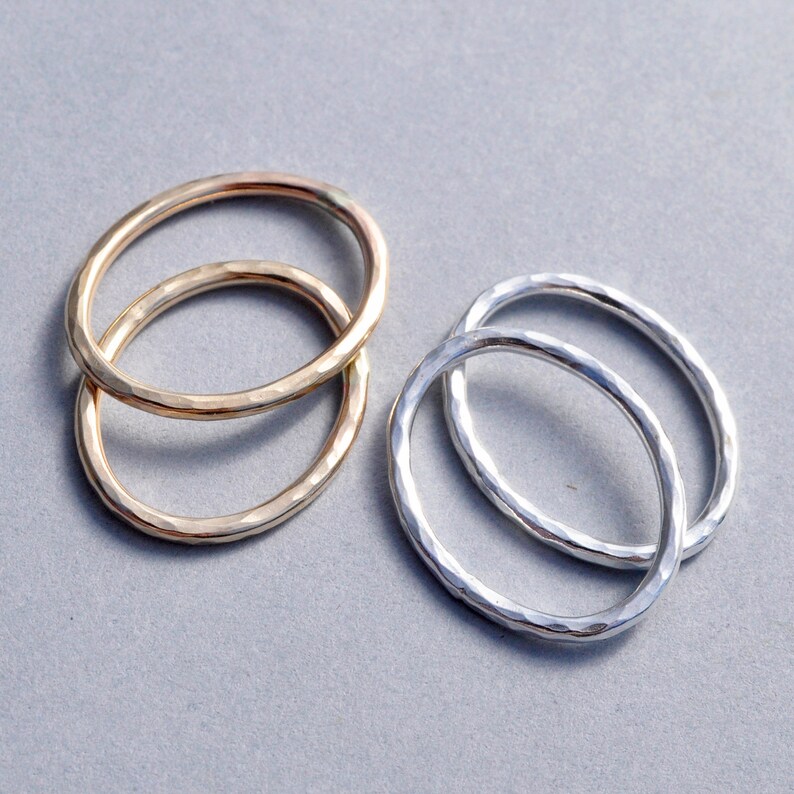 Handmade Hammered 18mm long Oval Link Connectors Fine Silver or 14k Gold Filled