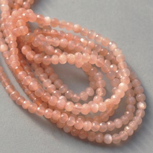 AB Peach Moonstone Beads Natural AB Coating Faceted Rondelles SKU 5205