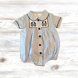 Smocked Crab Boy Bubble - Hand-Smocked beach bubble - Baby boy bubble - Toddler Beach outfit - Baby summer beach outfit - Smock beach bubble