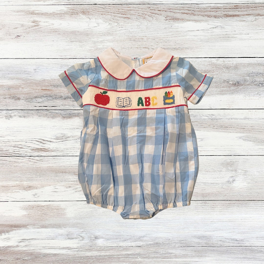 Boy's Hand Smocked Blake Striped Bubble Set