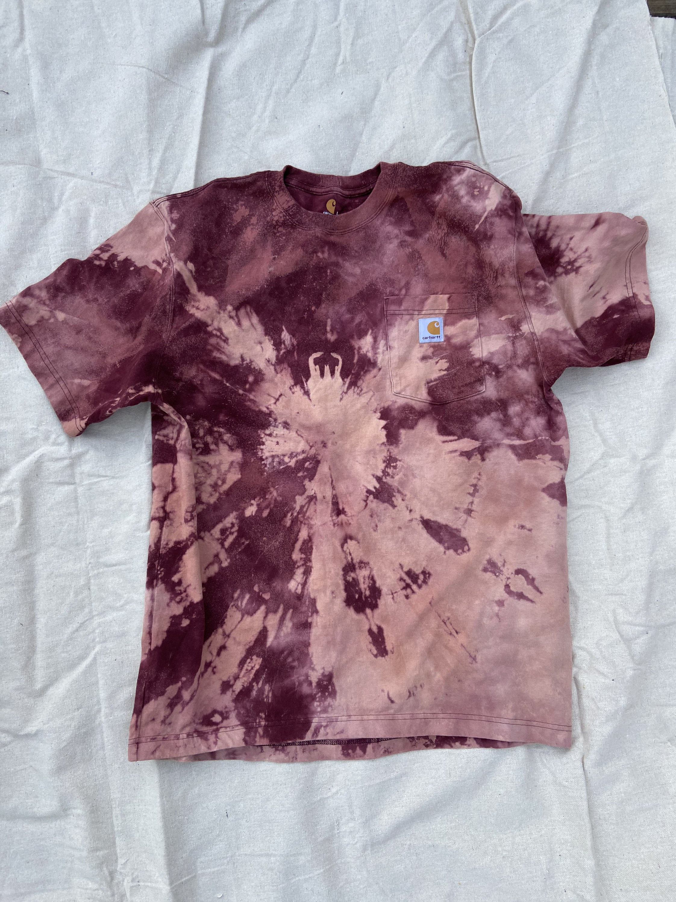 bleach tie dye maroon shirt