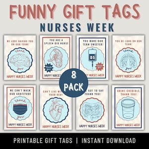 Funny Gift Tags Nurses Week Printable Gift Tags Nurse Appreciation Healthcare Week Gift Nurse Thank You Gift Tags PDF Printable Nurse Gift