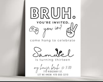 Invitación de cumpleaños para el Hermano. Plantilla editable "¡Es mi cumpleaños!" para cualquier edad. Invitación digital para cumpleaños de adolescentes gamers.