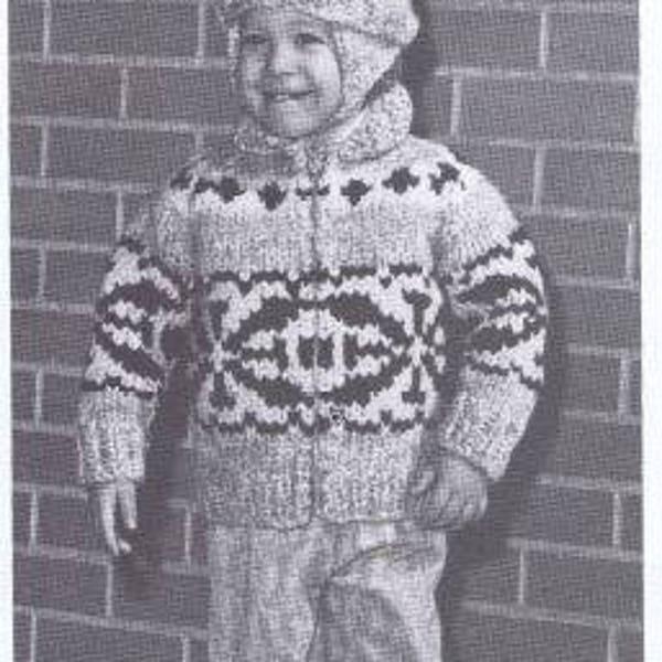 White Buffalo Cowichan PDF Pattern No.120 Salish sweater Knitting cardigan Native Canadian Child Baby Jumper West coast pullover Tot's knit