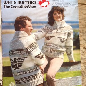Vtg Wool Hand Knit Traditional Native Canadian Cowichan Cardigan Salish Indian L