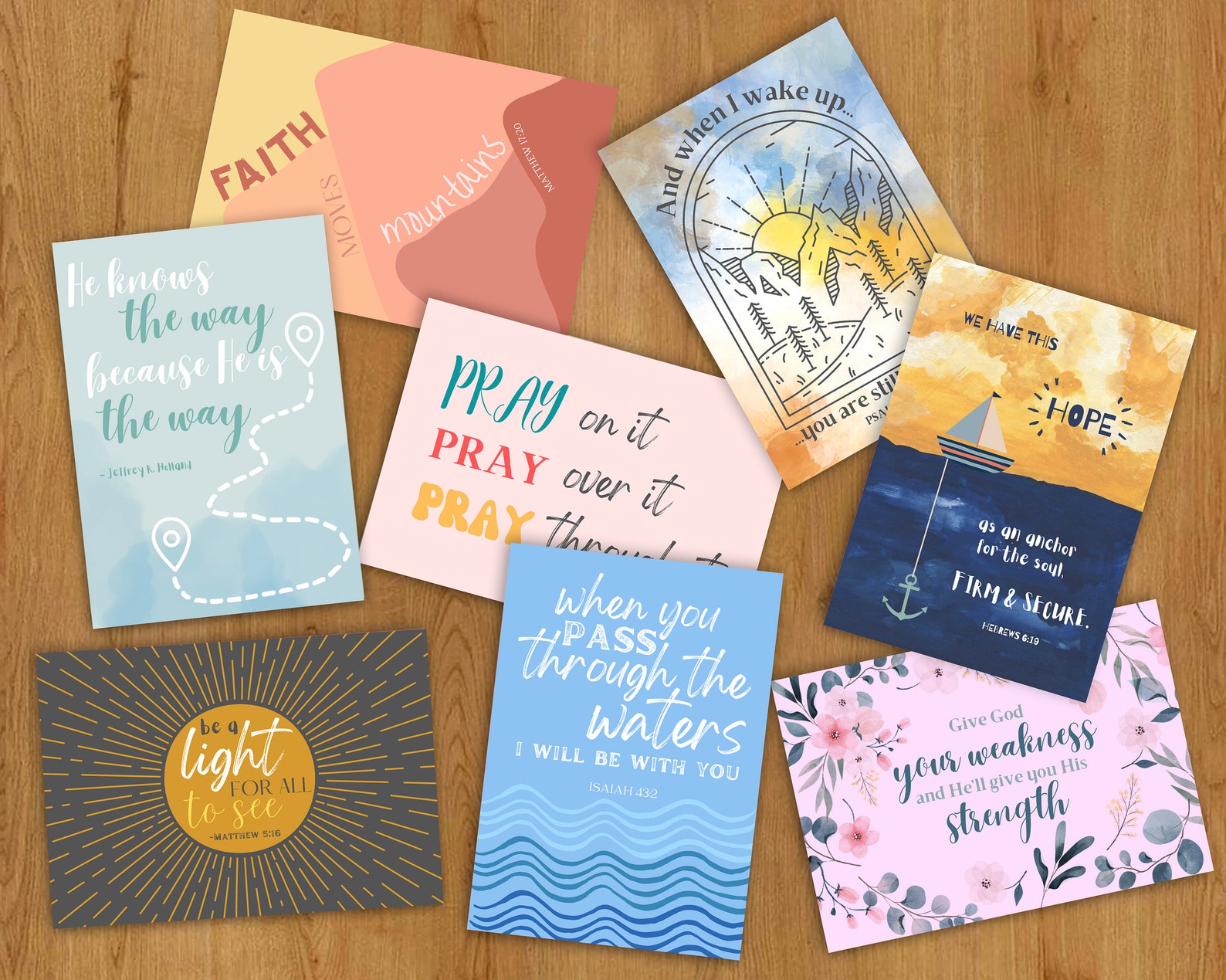 Set of 8 Printable Christian Religious Postcards Instant Etsy
