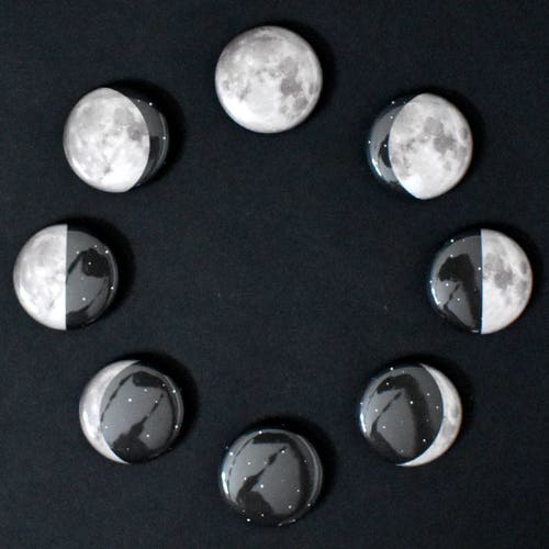 Moon Phase Magnets, Lunar Decor, Night Sky, Moon And Stars, Astronomy Gift, Halloween Decor, Celestial Art, Refrigerator Magnets