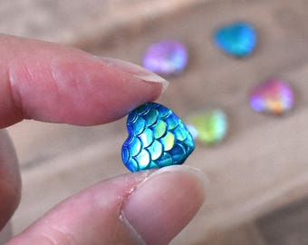 Mermaid Heart Magnets, Iridescent Scales, Mermaid Decor, Office Supplies, College Student Gift, Locker Magnet, Holographic Scales