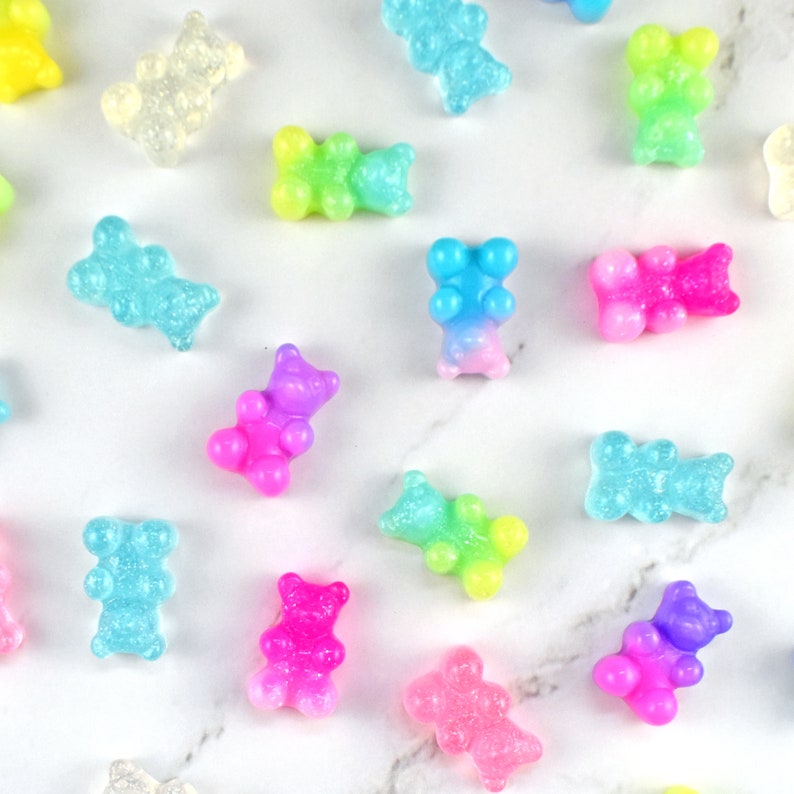 Gummy Bear Magnets, Pastel Bears, Office Supplies, Gift For Her, Dorm Room Decor, Kids Bedroom, Candy Decor, Glitter Gummies, Fridge Magnets 