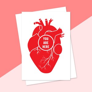 You Are Here, Anatomical Heart, Nurse Gift, Med Student, Valentine's Day, Anniversary Gift, Heart Surgeon, Card For Doctor, Cardiovascular