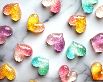 Glitter Hearts, Cute Magnets, Apartment Decor, Rainbow Hearts, Home Office Decor, Iridescent Glitter, Refrigerator Magnets, Office Supplies