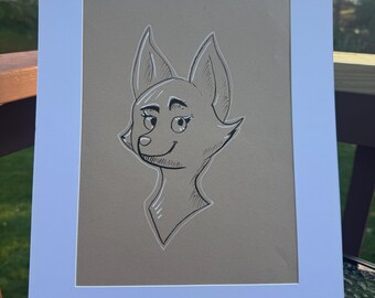 Fan art de filme - foxy lady - desenho - arte original - pronto para emoldurar - montado