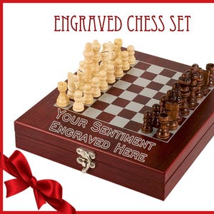 Engraved Rosewood Chess Set, Personalized Chess Set, Chess Board, Custom Chess Set, Personalized Gift, Groomsman Gift, Groomsmen Gift, Chess