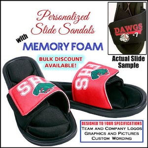 Slide Sandals, Custom Slides, Team Logo, Custom Sandals, Personalized Slides, Wedding Slides, Team Slides, Premium Slides with Memory Foam