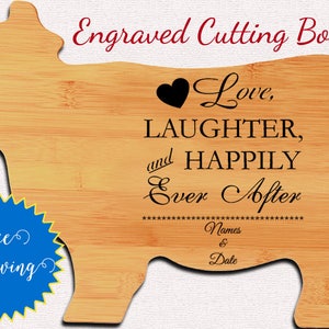 Engraved Bamboo Cutting Board: Chicken, Cow, Fish or Pig Shape, Personalized
