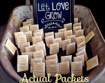 Seed Packet Favors, Let Love Grow, Seed Packets, Personalized Seed Packets, Wedding Seed Packets, Seed Packs, Seeds included, 25 packs & up