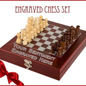 Engraved Rosewood Chess Set, Personalized Chess Set, Chess Board, Custom Chess Set, Personalized Gift, Groomsman Gift, Groomsmen Gift, Chess