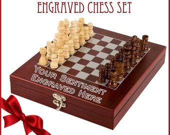 Engraved Rosewood Chess Set, Personalized Chess Set, Chess Board, Custom Chess Set, Personalized Gift, Groomsman Gift, Groomsmen Gift, Chess